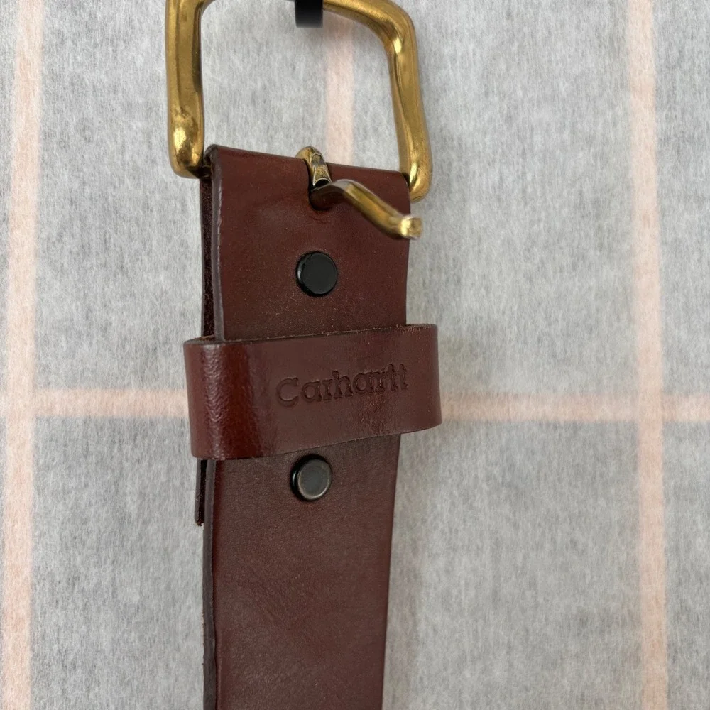 Carhartt Men's Dark Brown Leather Belt Brass Buckle Leather Argentina Sz 36